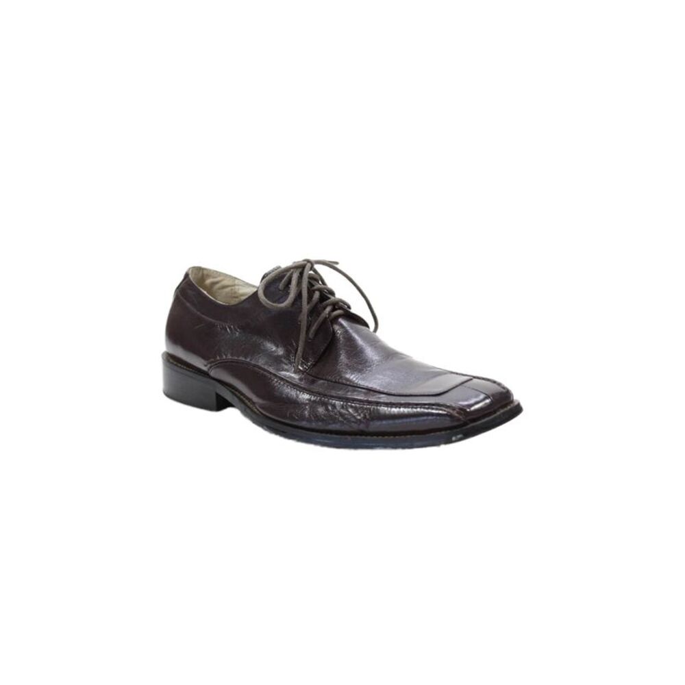 Bull Boxer Mens Leather Square Toe Lace Up Classic Dress Loafers Brown Size 8